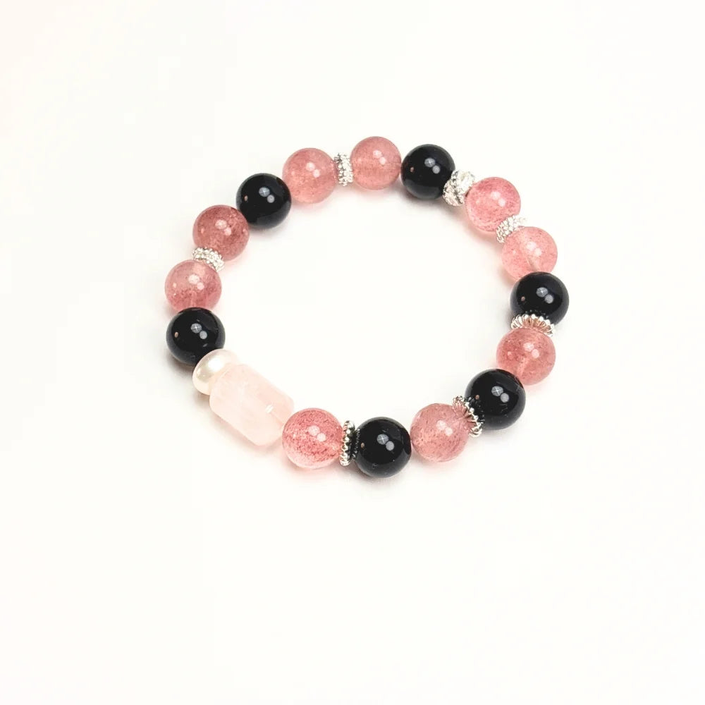 Obsidian & Strawberry Bracelet