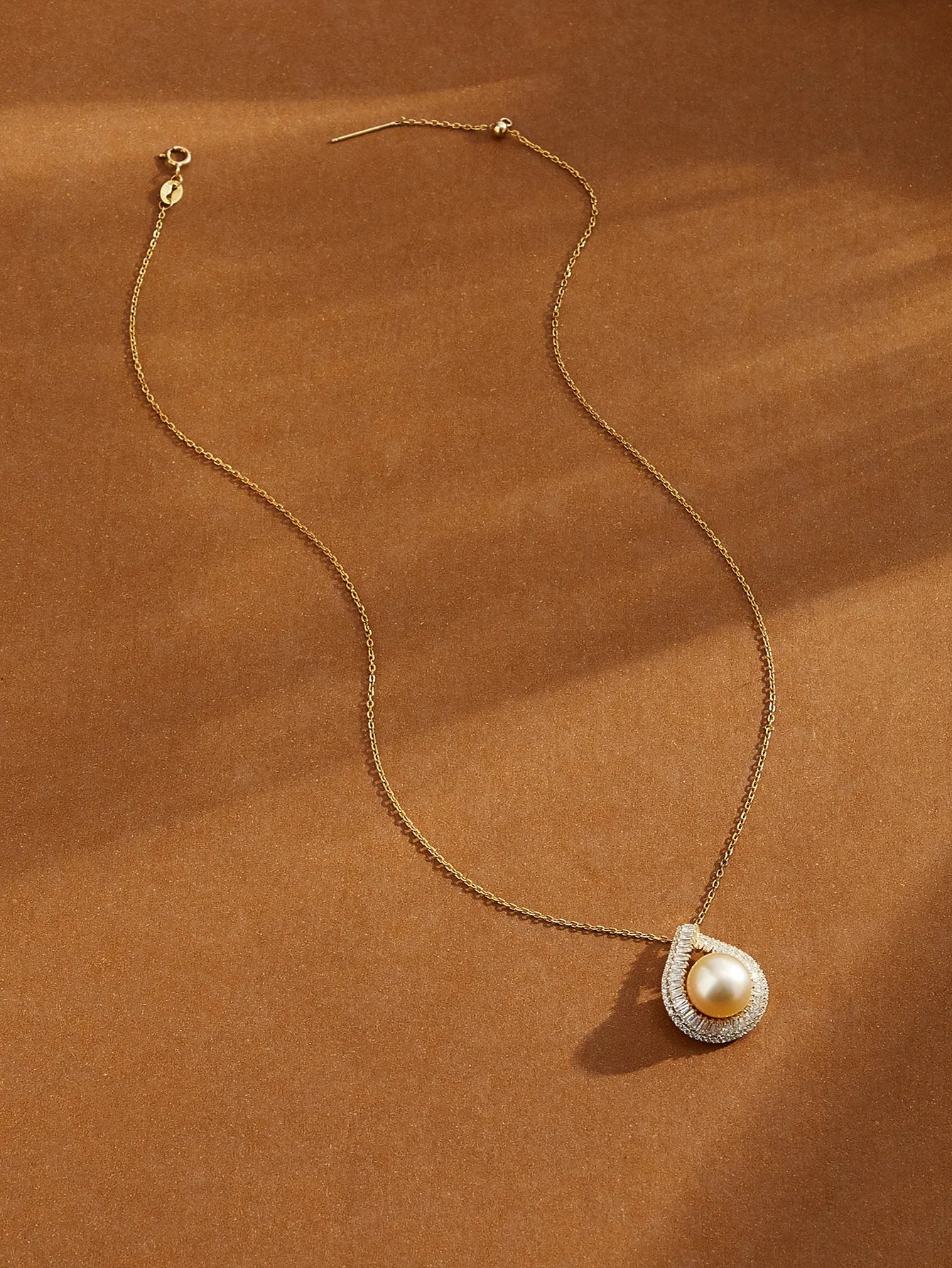 Teardrop South Sea Golden Pearl Pendant Necklace