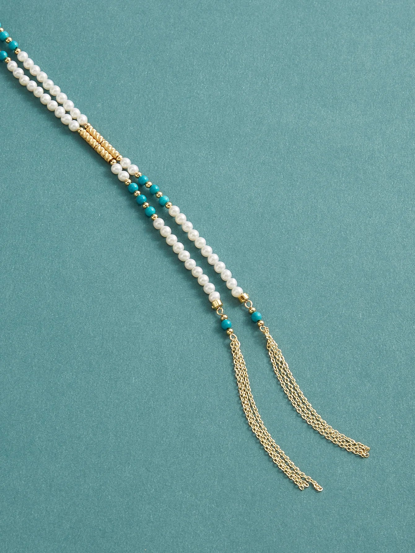 Beaded Tassel Freshwater White Pearl Necklace