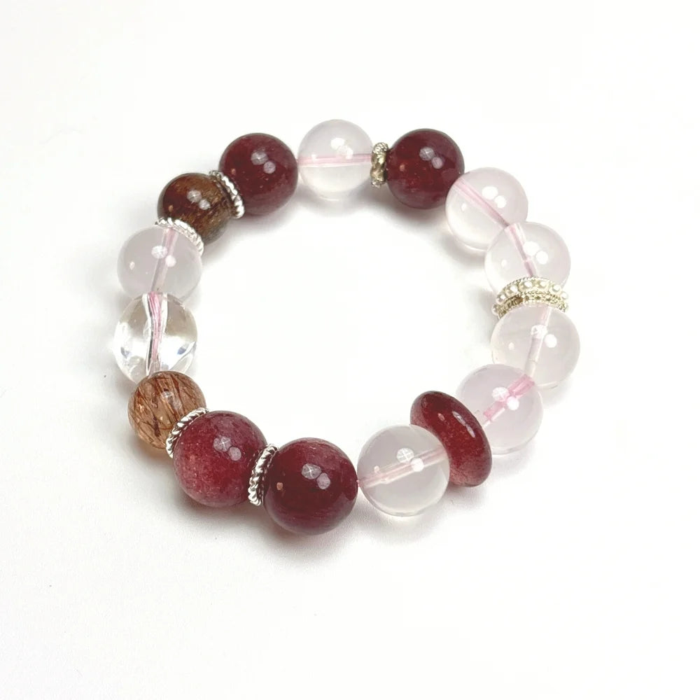 Rose Strawberry Super Seven Clear Quartz Bracelet