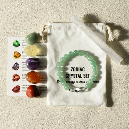 Zodiac Healing Stone Bracelet Set with Crystal Stones