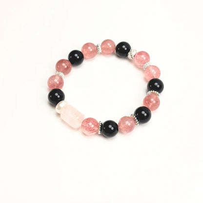 Obsidian & Strawberry Bracelet
