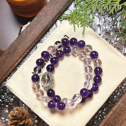Purple Phantom × Clear Quartz Bracelet