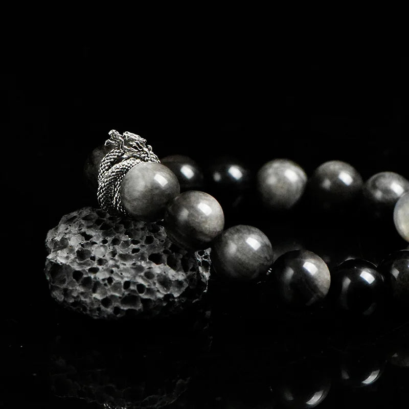 Silver Sheen Obsidian Bracelet