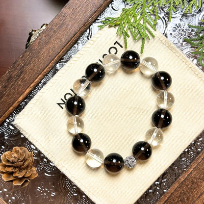 Ice Obsidian + Clear Quartz Bracelet