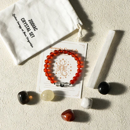 Zodiac Healing Stone Bracelet Set with Crystal Stones