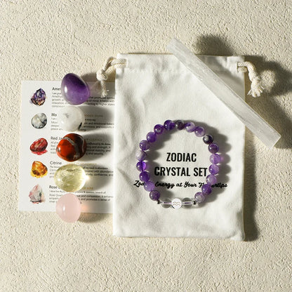 Zodiac Healing Stone Bracelet Set with Crystal Stones