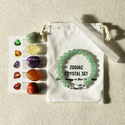 Zodiac Healing Stone Bracelet Set with Crystal Stones