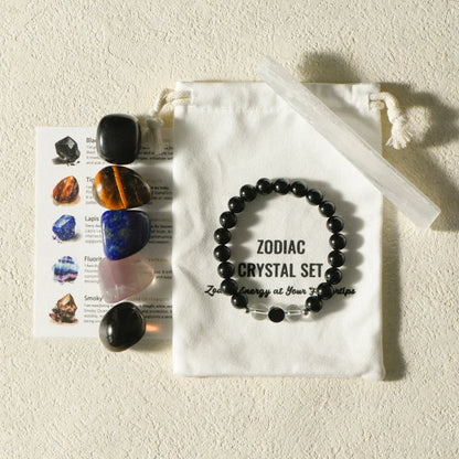 Zodiac Healing Stone Bracelet Set with Crystal Stones