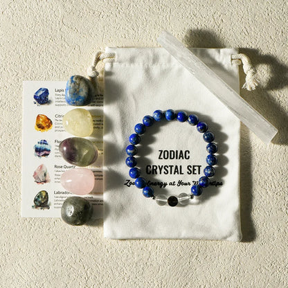 Zodiac Healing Stone Bracelet Set with Crystal Stones