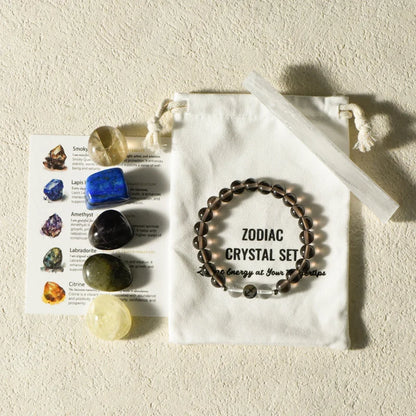 Zodiac Healing Stone Bracelet Set with Crystal Stones