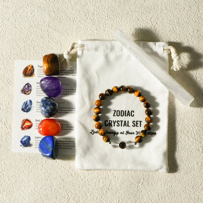 Zodiac Healing Stone Bracelet Set with Crystal Stones